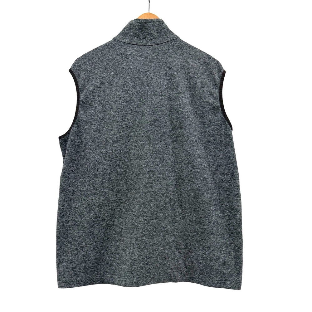 Eddie Bauer Mens Full Zip Fleece Vest Charcoal Gray Heather Large Mock Neck - Picture 2 of 4